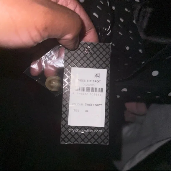 NWT City Chic size XL Black and White Tie with Polka Dot, Button-Down Dress - Picture 8 of 8